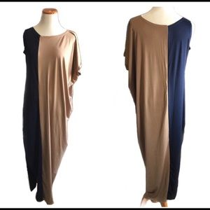 Stylish off the shoulder 2 toned maxi dress